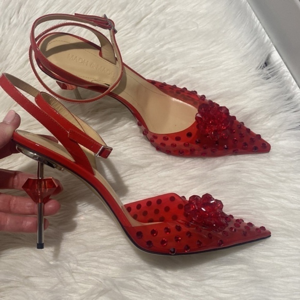New Mach‎ & Mach crystal embellished clear ankle strap pump size 40EU - Picture 12 of 15